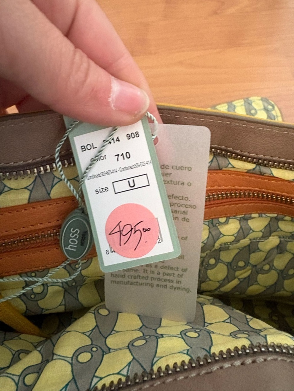 Mustard Suede Shoulder Bag with Braided Olive Strap - Picture 6 of 6